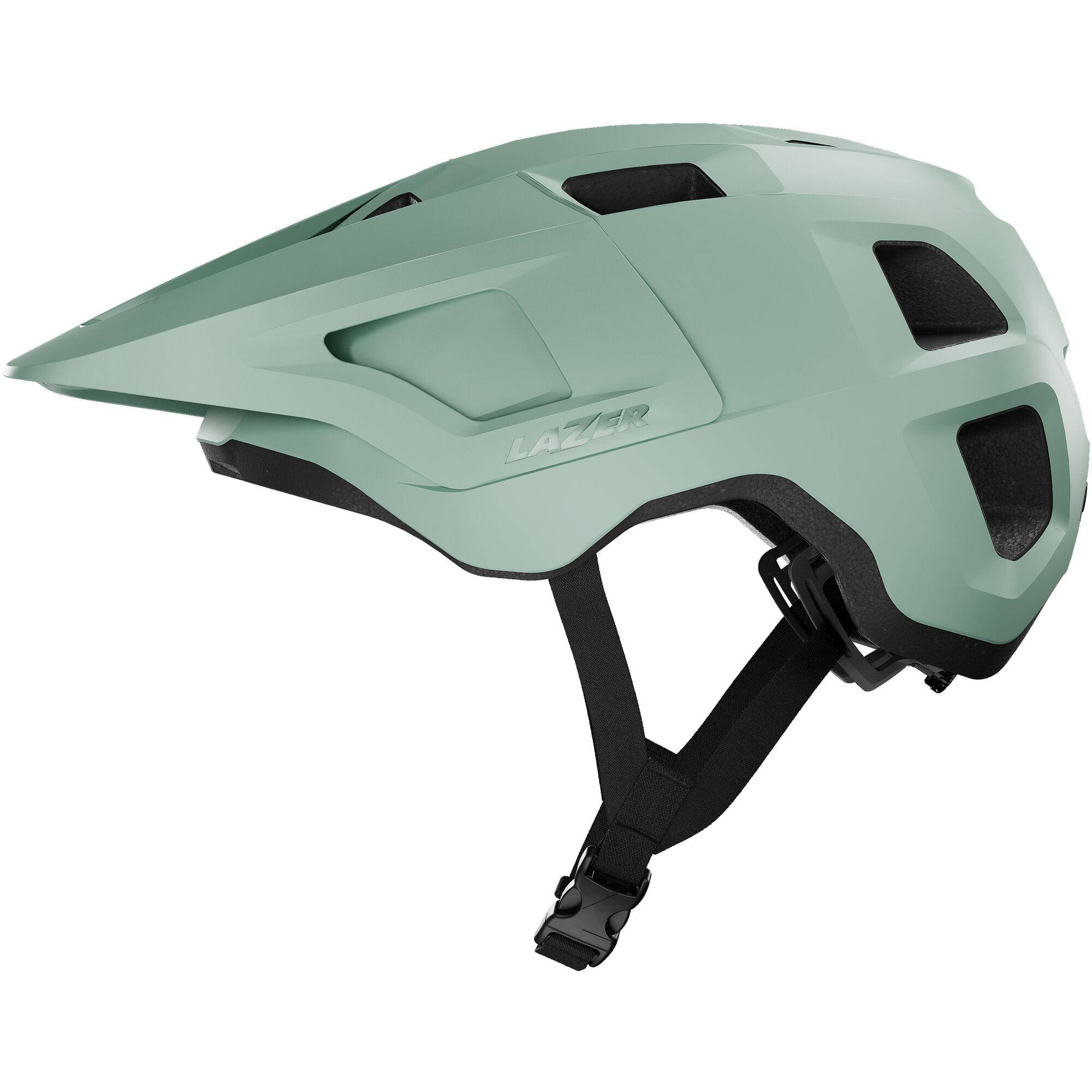 Lazer Lupo KinetiCore trail helmet with adjustable fit and integrated visor, designed for cycling safety and comfort.