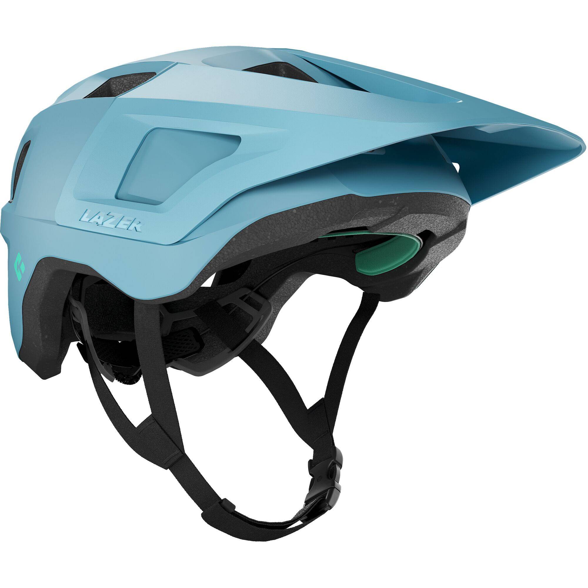 Lazer Lupo KinetiCore trail helmet with adjustable fit and integrated visor, designed for cycling safety and comfort.
