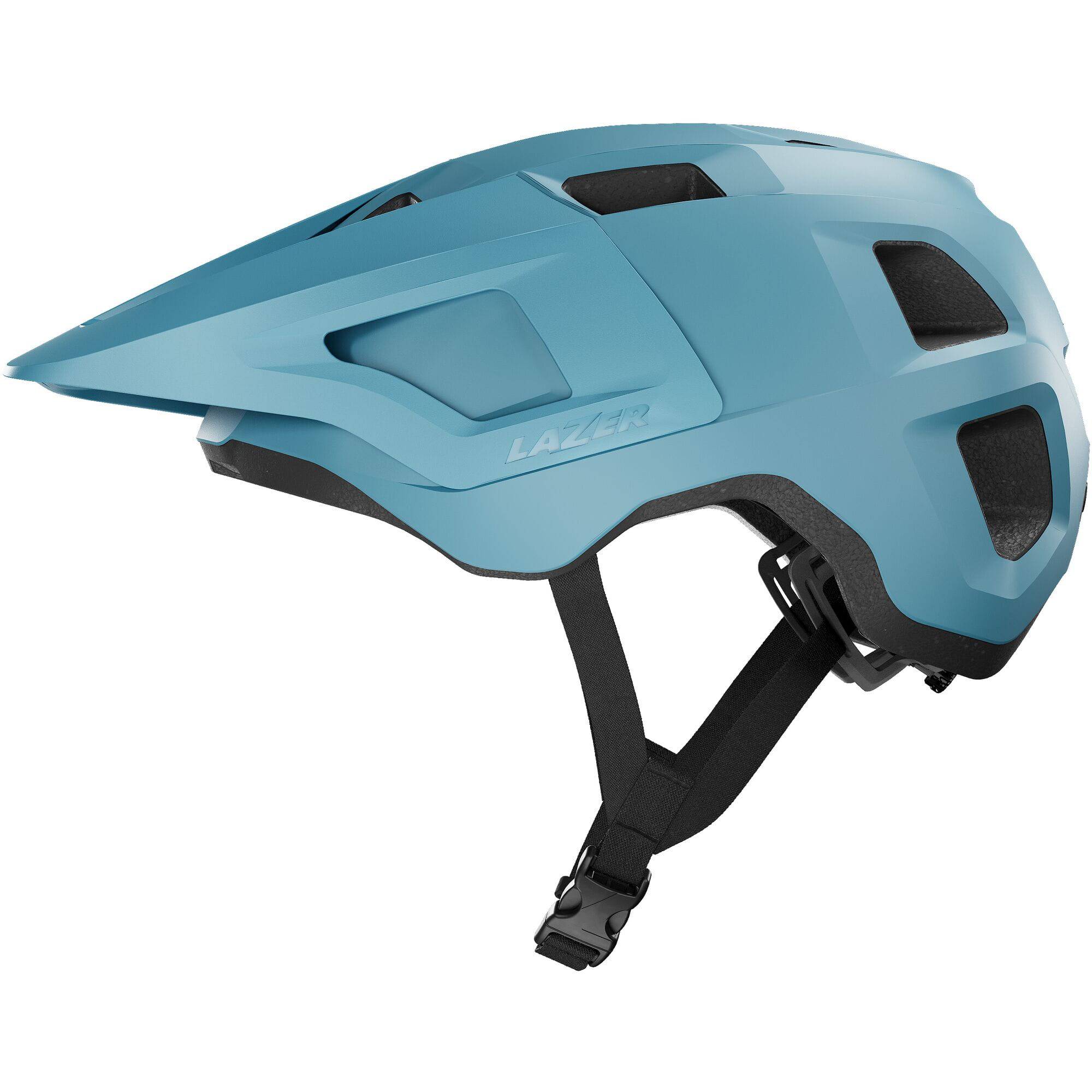 Lazer Lupo KinetiCore trail helmet with adjustable fit and integrated visor, designed for cycling and outdoor adventures.