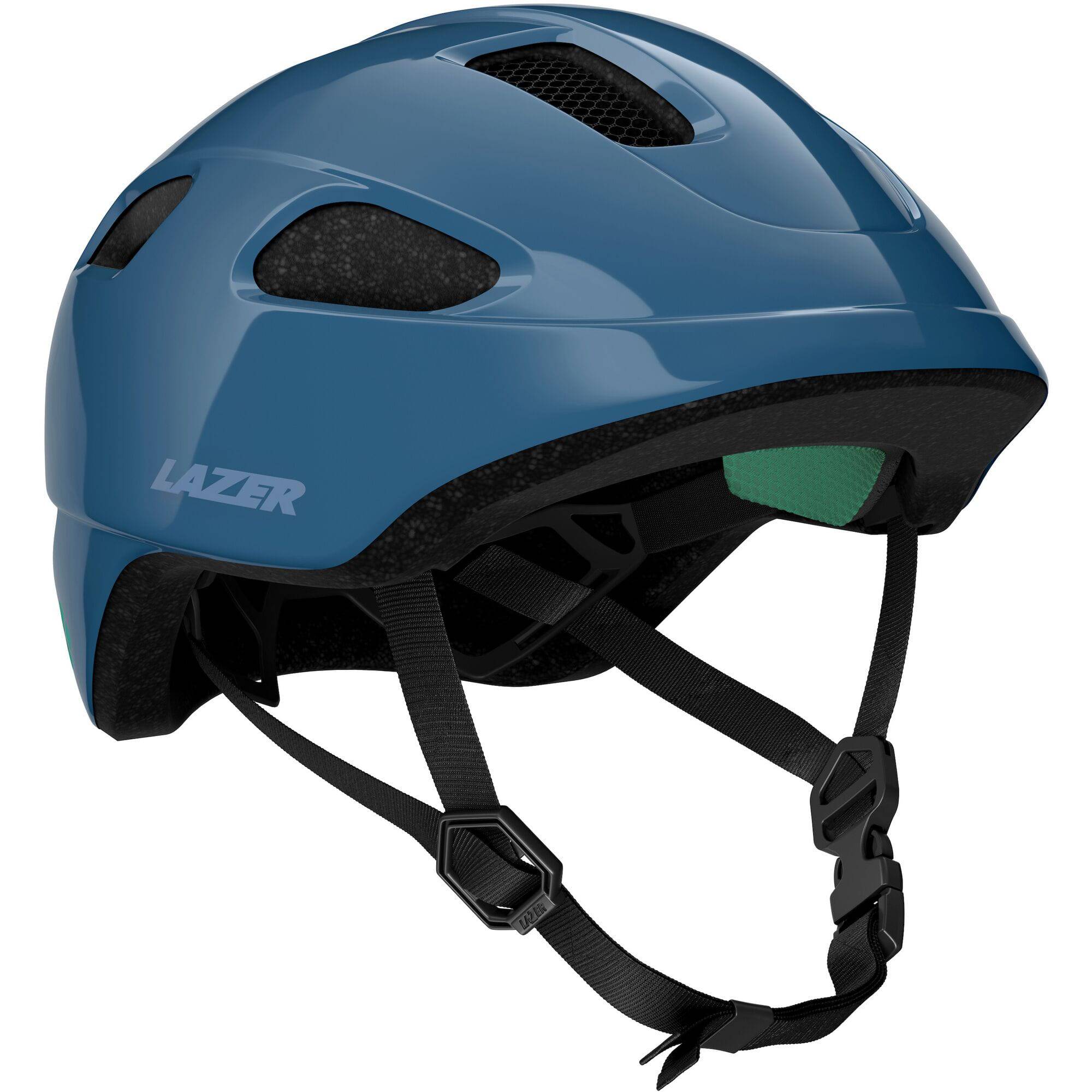 Lazer NutZ 2.0 KinetiCore kids helmet with turnfit system and insect net, featuring adjustable straps and ventilation for safety.