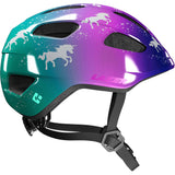 Lazer NutZ 2.0 KinetiCore kids helmet showing turnfit system, insect net, and vibrant red and black design.