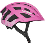 Lazer J2 kids mountain bike helmet with ventilation and TS+ retention system, showing adjustable straps and colorful design.