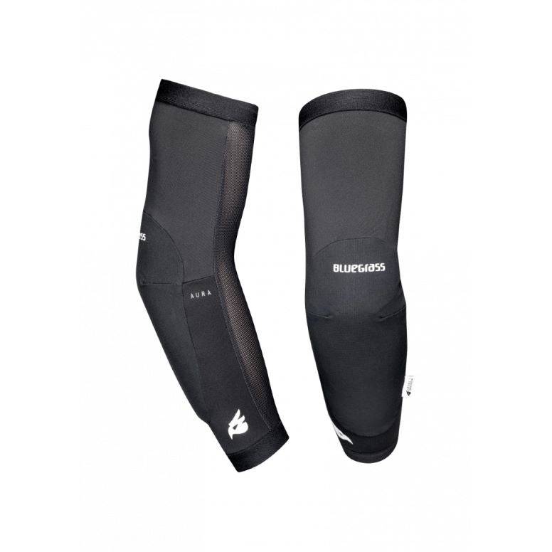 Bluegrass Aura Level 1 mountain bike elbow pads for trail and downhill protection, lightweight and durable clothing for cycling safety.