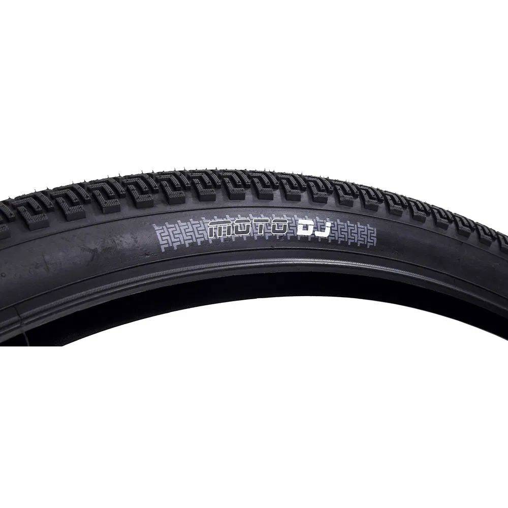 Black DMR Moto DJ 26x2.2 folding tyre for urban, off-road MTB and BMX bikes, showing tread pattern and sidewall details.