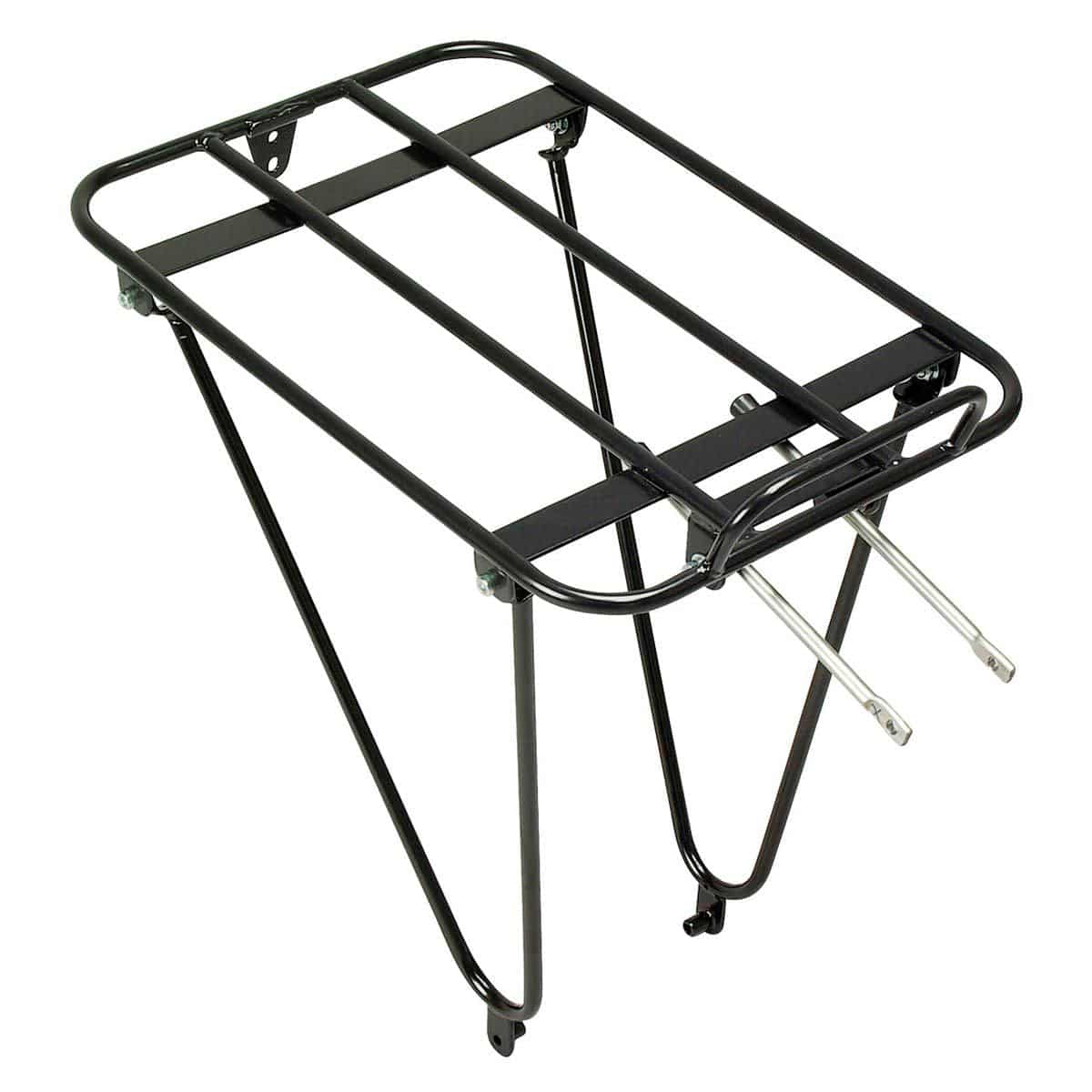 Minoura Gamoh King rear rack for town bikes, durable luggage carrier with easy installation and sturdy metal construction.