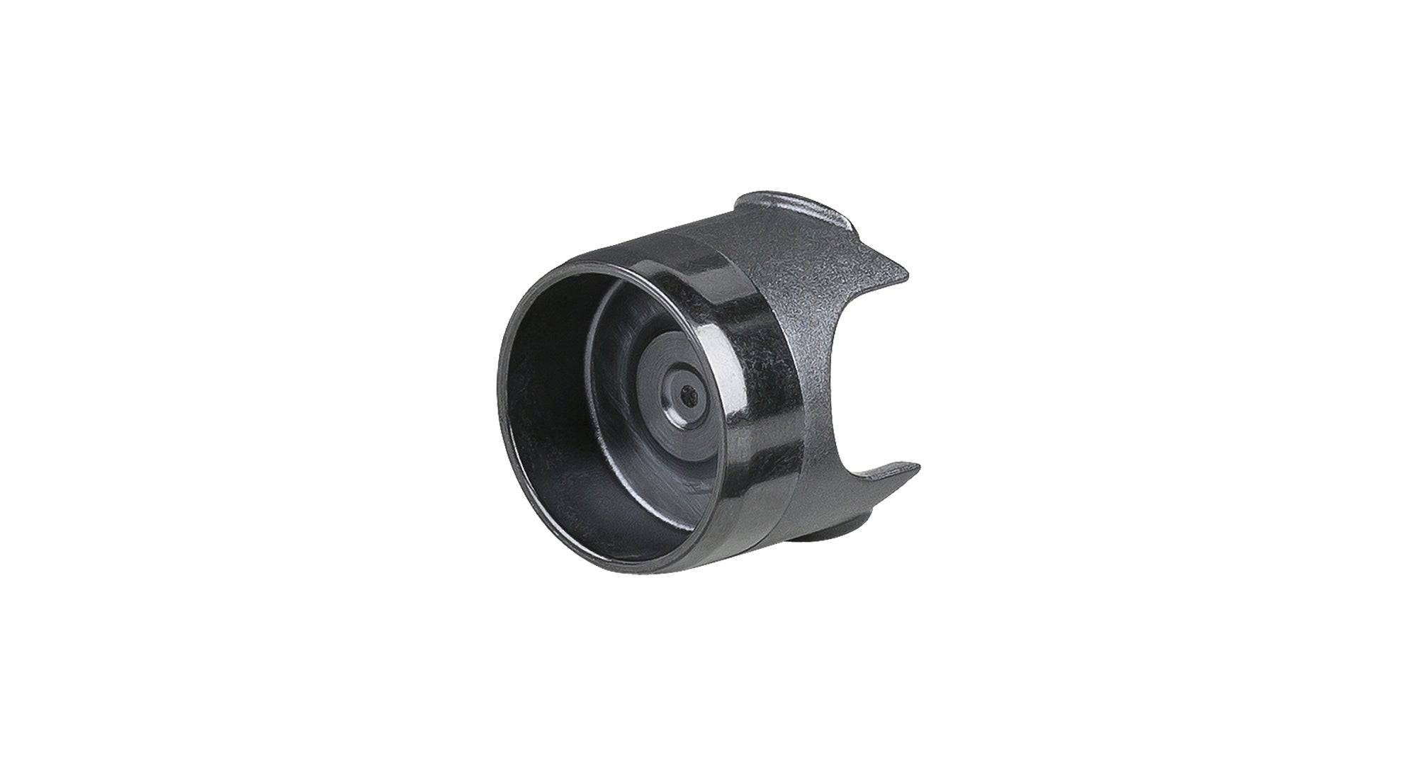 Black Trek Supercaliber 29 rear suspension oil plug for rear strut, a durable replacement component for bike suspension.