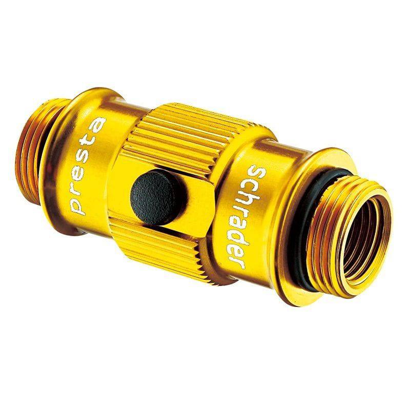 Lezyne HP Flip Chuck ABS air pump accessory with Air Bleed System for Presta and Schrader valves, shown with valve connections.
