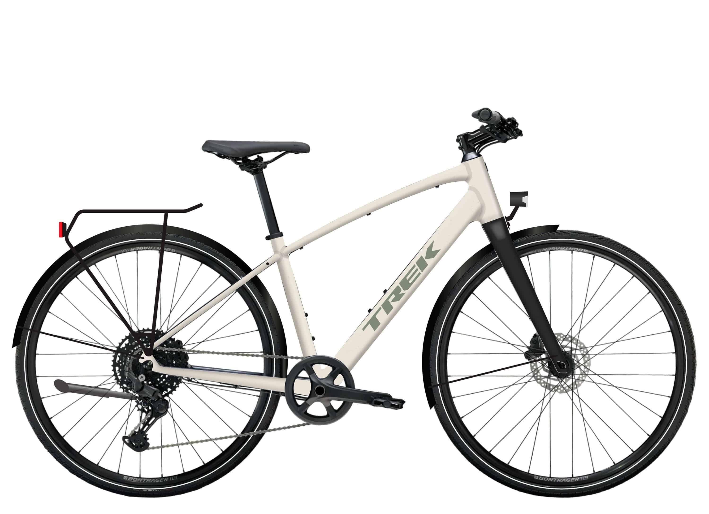 Trek FX Sport AL hybrid bike for urban commuting and light trails, featuring a lightweight frame and versatile design.