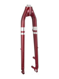 Trek Verve 2021 aluminum 700C disc brake fork for road bikes, shown with mounting points and sleek silver finish.