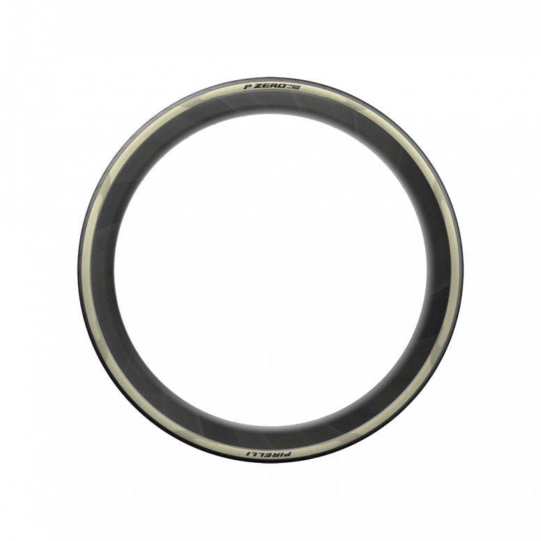 Pirelli P ZERO Race TLR RS tubeless ready road tire with SpeedCORE SmartEVO2 technology, showcasing the tire's tread and sidewall design.