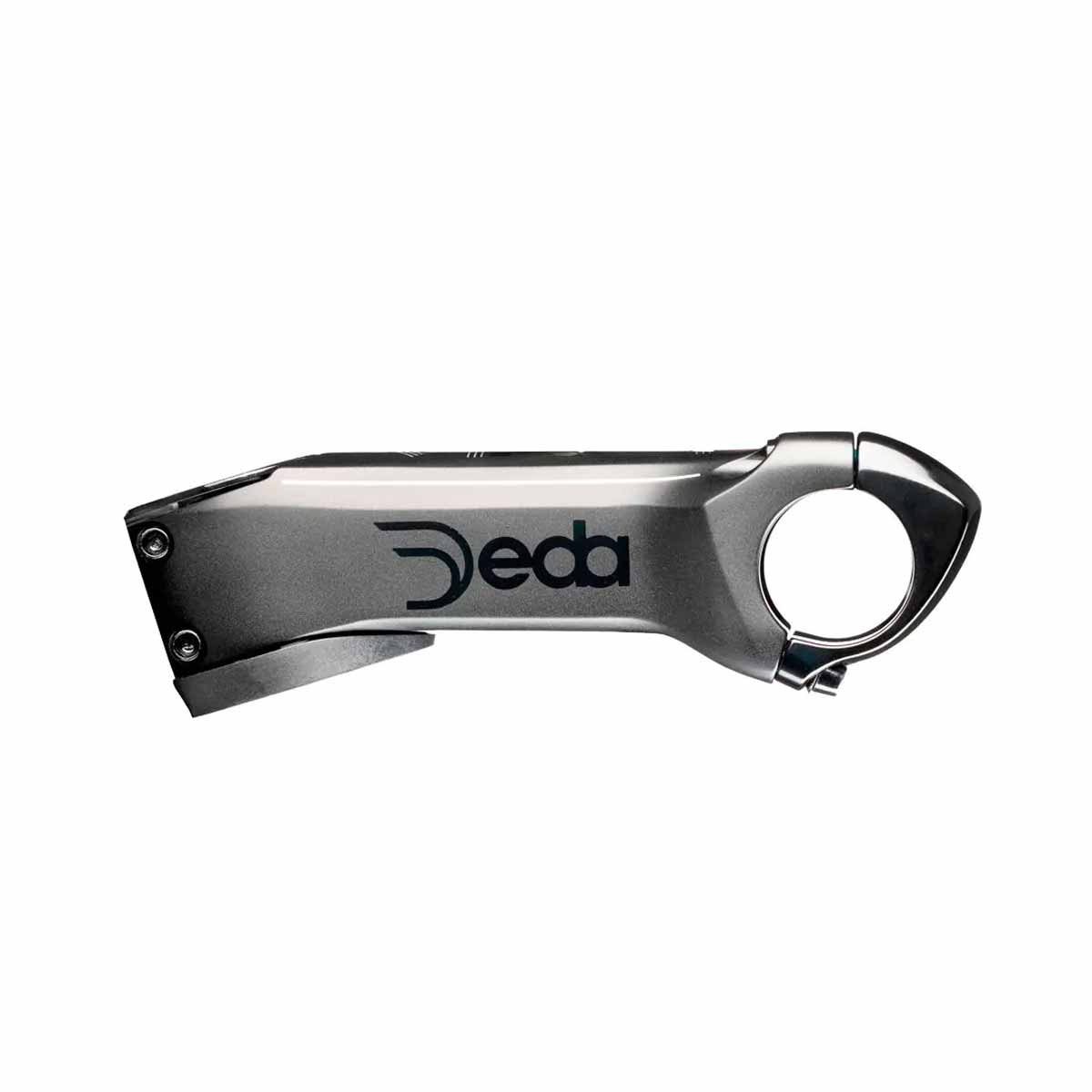Deda Vinci DCR stem with integrated cable routing for 1 1/8" and 1 1/4" steerers, showing sleek black finish and mounting hardware.