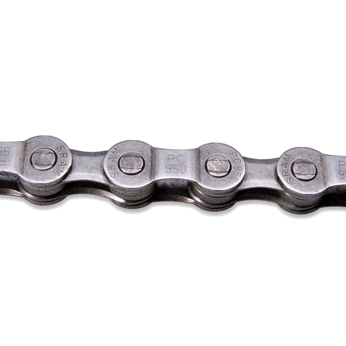 SRAM PC951 9-speed bike chain in grey with 114 links, durable PowerChain II for smooth shifting on bicycle components
