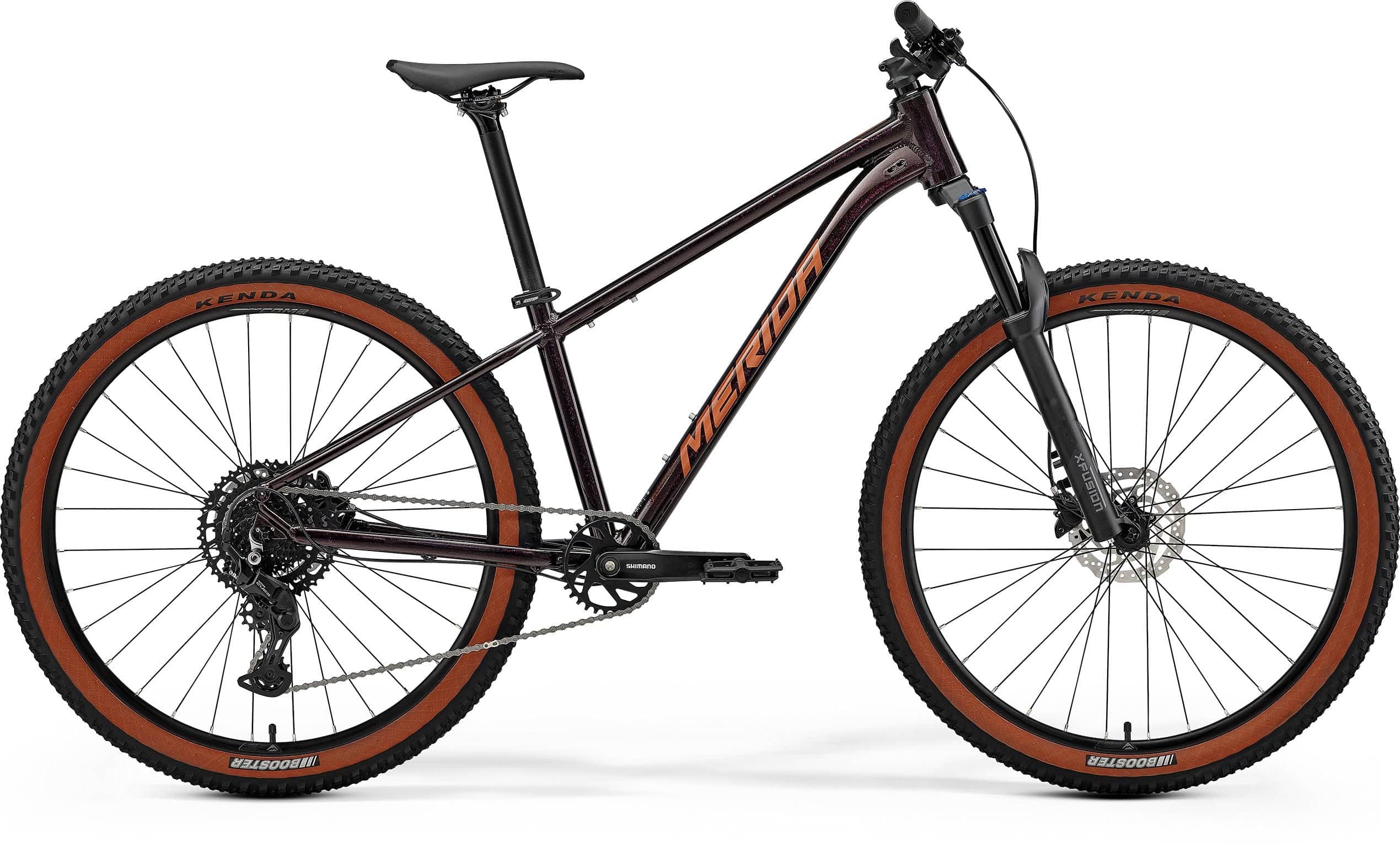 Merida Big Seven 40 MY26 aluminium hardtail mountain bike with Shimano drivetrain, black frame and knobby tires.