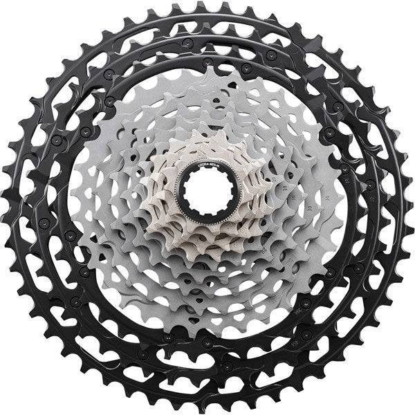 Shimano XTR CS-M9100 12-speed MTB cassette with Hyperglide+ technology, 10-45T gear range, and durable metal construction.