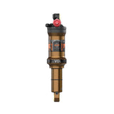 Fox Float DPS Factory remote rear shock with Kashima coating and 3-mode suspension for mountain bikes, showing the shock's sleek design.