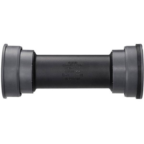 Shimano SM-BB71 MTB press fit bottom bracket for 104.5/107mm shells, showing the metal components and installation details.