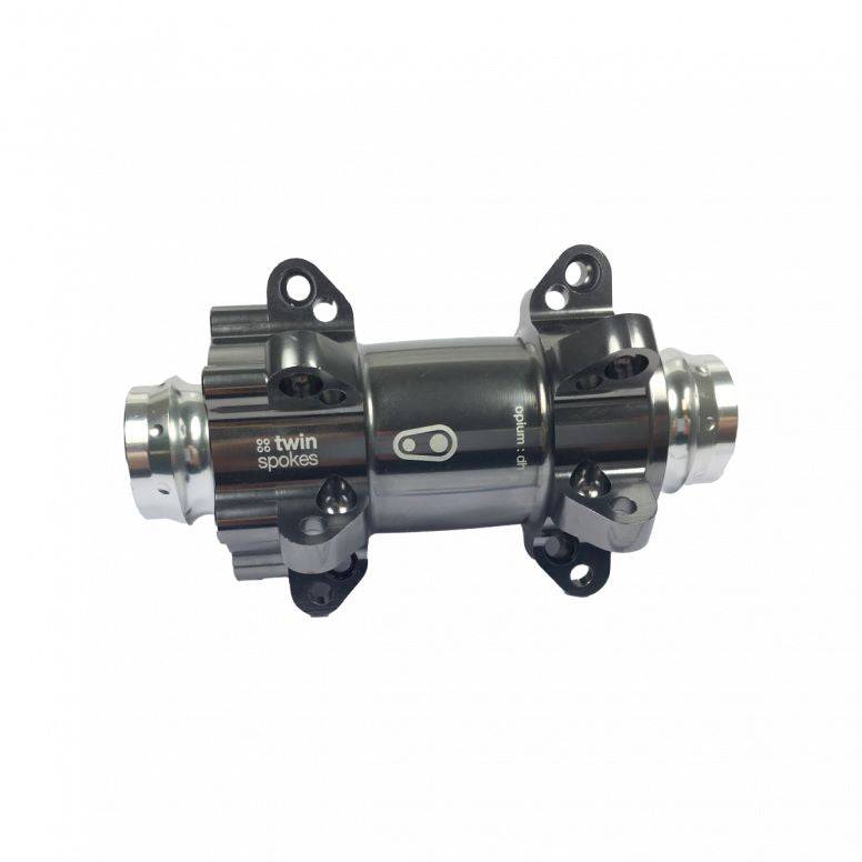 Crankbrothers Opium Grey front bike wheel hub showing the durable, sleek component designed for smooth riding.