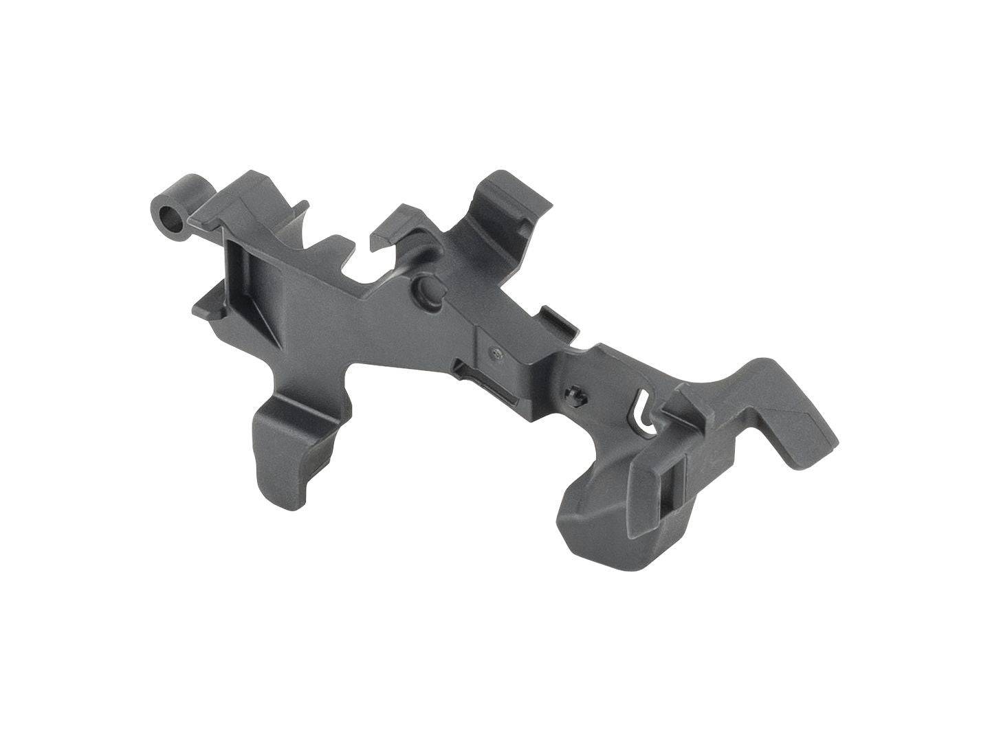 Black Trek BCM mounting bracket for secure bike component installation, showing the sturdy bracket with mounting points.