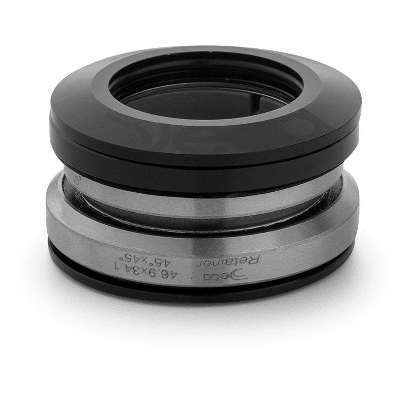 Deda IN-4 integrated headset for 1 1/4" tapered forks with H.S.S. spacer system, shown installed on bicycle components.