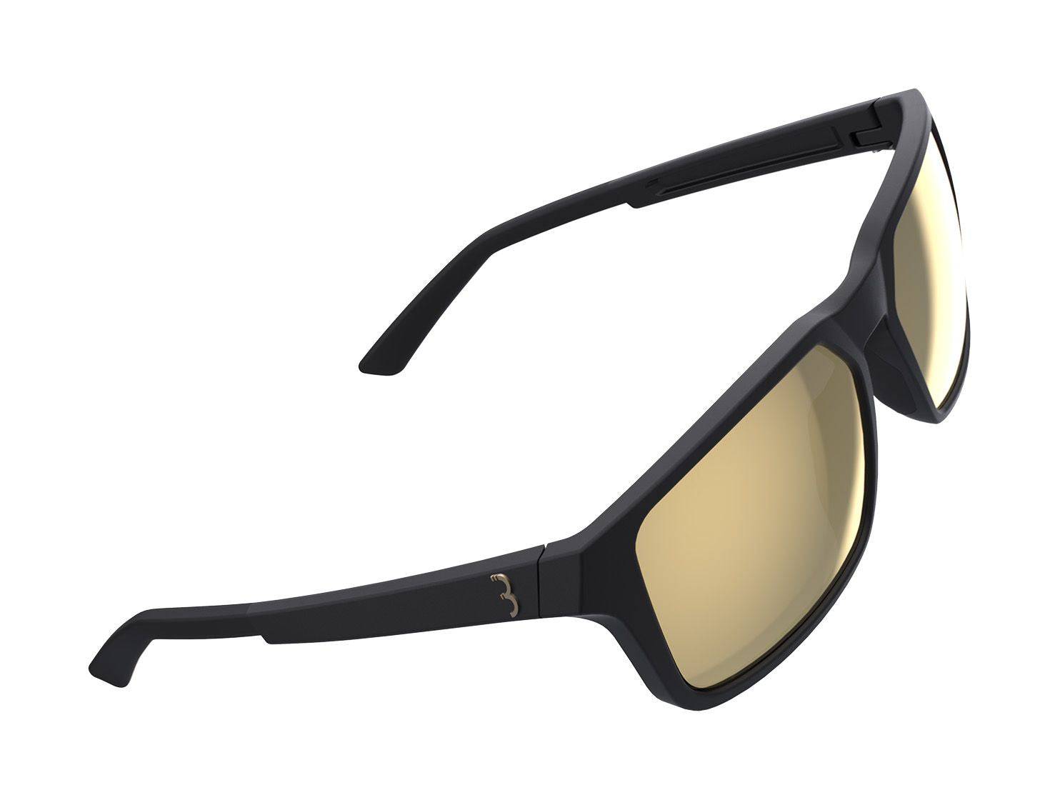 Unisex BBB Spectre Sport glasses with black frames and MLC polycarbonate lenses, designed for active wear and outdoor activities.