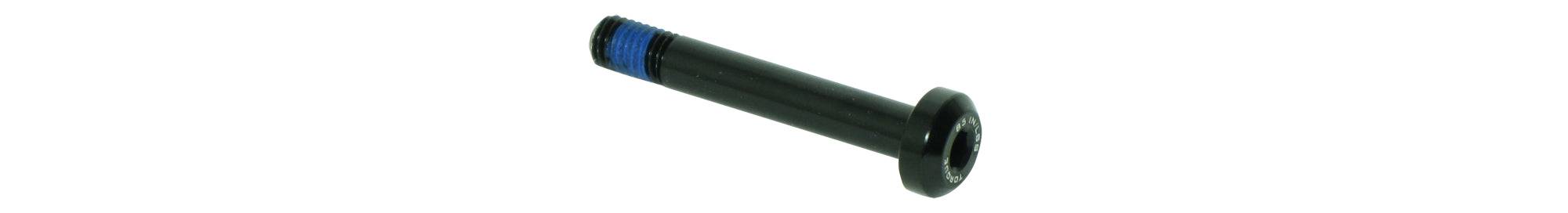 Trek aluminum shock mount fastener for full-suspension bike frame components, shown in close-up with metallic finish.
