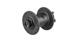 Bontrager Rapid Drive front hub with 100mm old, 28-hole, 6-bolt black bicycle wheel component showing detailed design