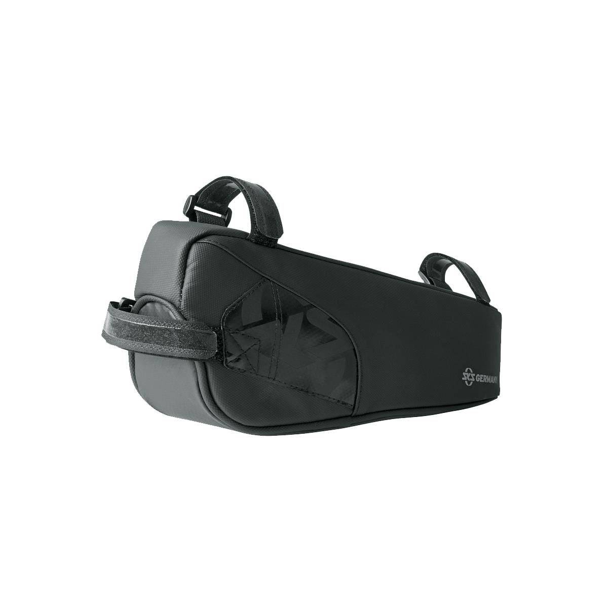SKS Explorer Edge 1L bike underside top tube pack for storage and protection, mounted on a mountain bike frame.