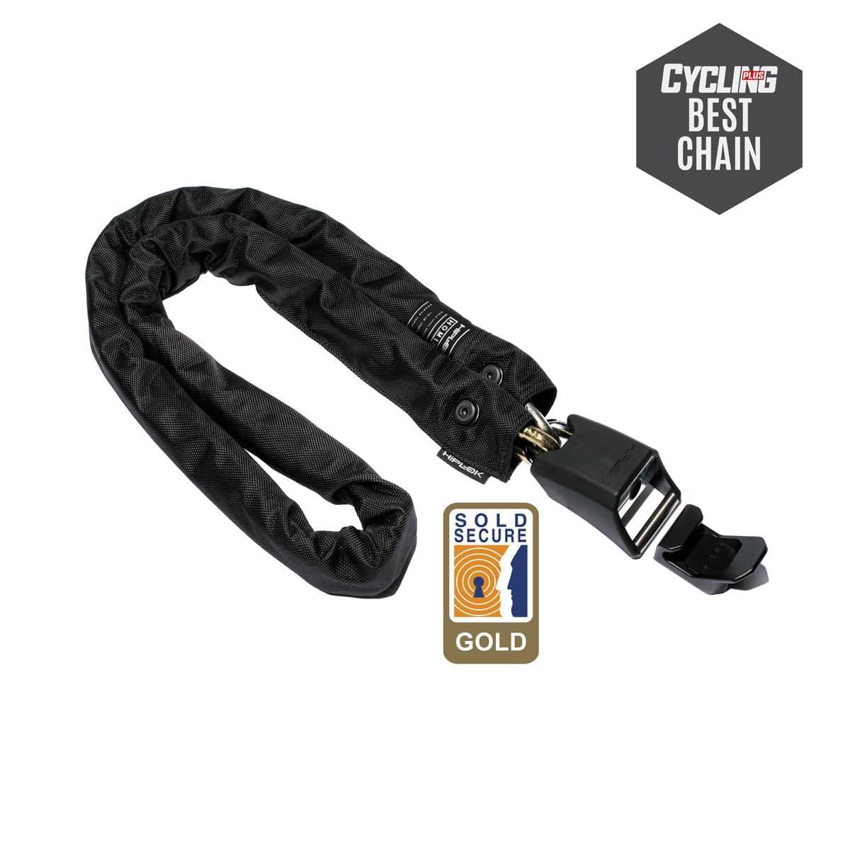 Hiplok Home Gold Chain Lock with wall hook, 10mm x 150cm, secure bike lock in gold color, durable and stylish accessories.