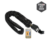 Hiplok Home Gold Chain Lock with wall hook, 10mm x 150cm, secure bike lock in gold color, durable and stylish accessories.