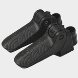 Urban Iki Junior bike seat footrests for kids, foldable and non-slip, suitable for 16-25mm bike tubes, shown attached to a bike.