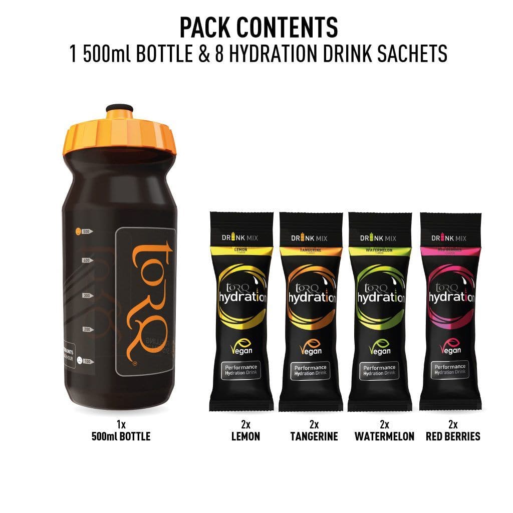 TORQ Drinks - Hydration 500Ml Bottle Sample Pack - 8 Drinks (2 X 4 Flavours) | Swinnerton Cycles