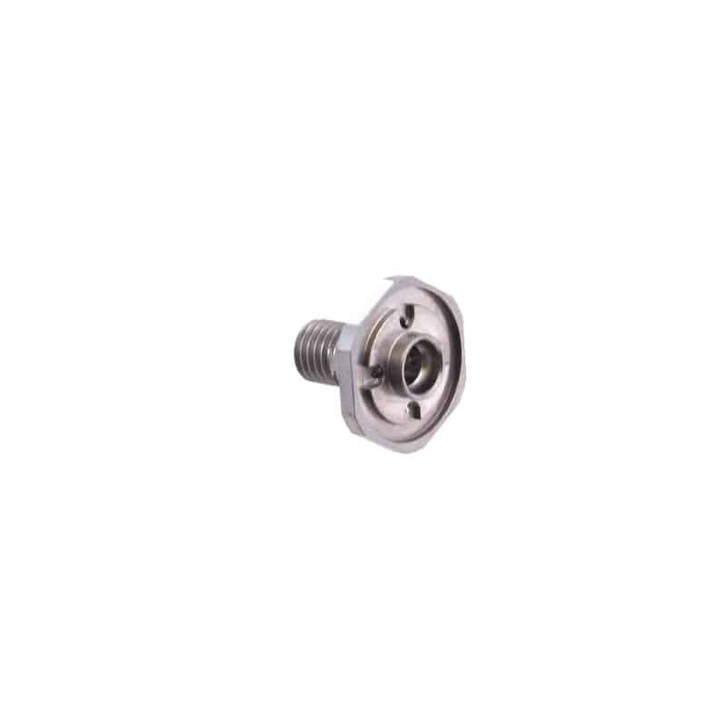 Fox Shock Float DPS piston bolt with 2mm cross holes, 1/4-28 x 5/8 hex spare component for mountain bike suspension.