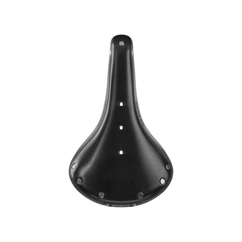 Brooks B17 leather bike saddle with black steel rails, designed for long-distance comfort on cycling components