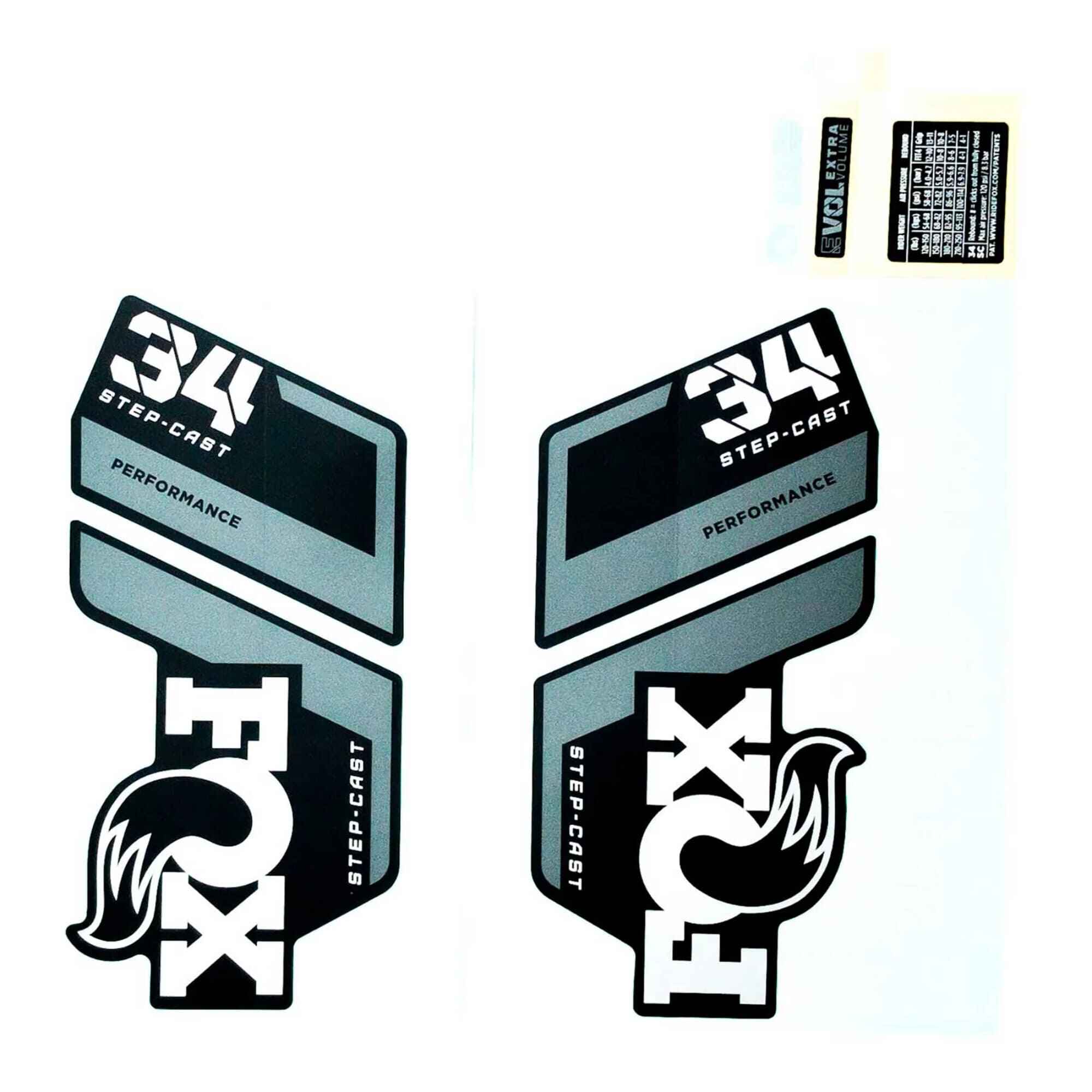 Fox Fork 34 Sc Decal Kit: P-S Grey Logo Matte Black 2022 Spares & Accesories | Swinnerton Cycles