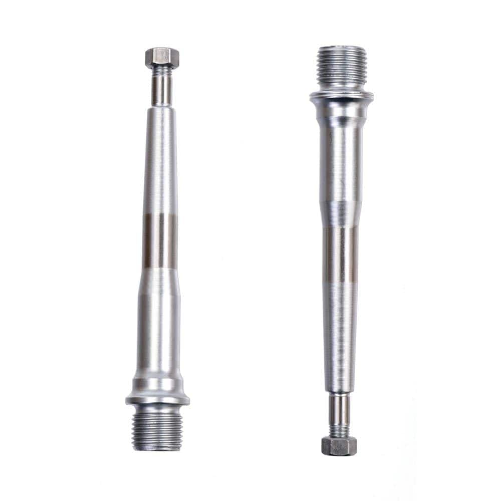 HT Components CNC Cro-mo and titanium bike axles for bike components, showing close-up of high-quality metal spares.