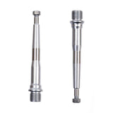 HT Components CNC Cro-mo and titanium bike axles for bike components, showing close-up of high-quality metal spares.
