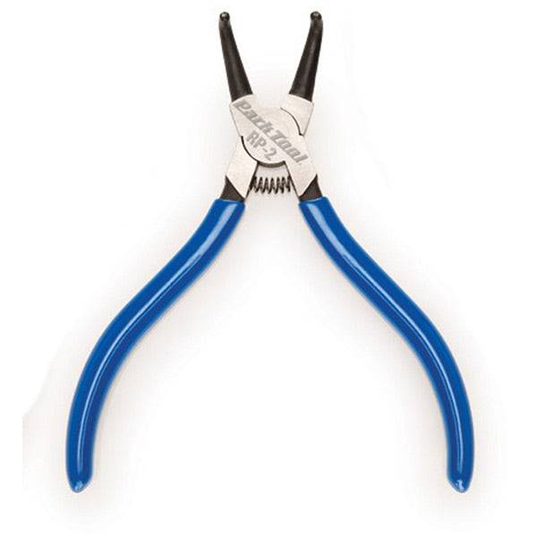 Park Tool RP-2 Snap Ring Pliers with 1.3mm bent tips, used for internal circlip removal in suspension and hydraulic systems.