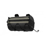 Topeak Tubular Barbag handlebar bag mounted on a bicycle handlebar, water-resistant cycling accessory for storing essentials.