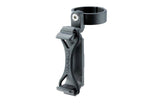 Topeak Mini Tool Carrier in black for workshop floor pumps, compatible with mini tool models, shown attached to a pump.
