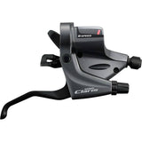Shimano Claris ST-RS200 8-speed road flat bar shifters with optical gear display, featuring ergonomic design and easy gear control.