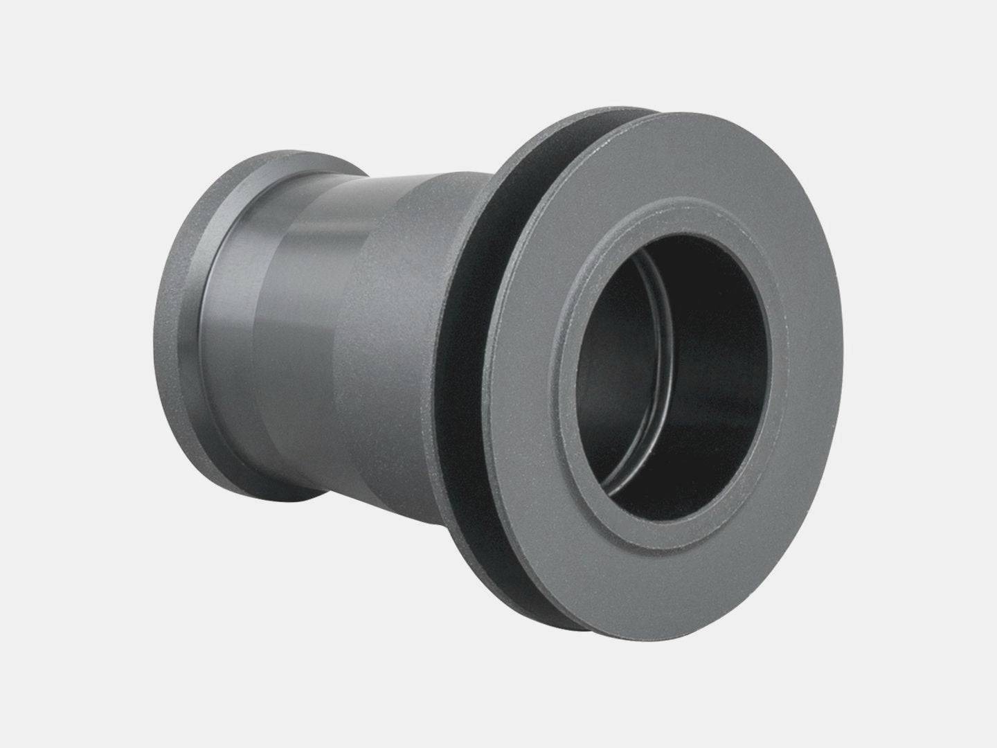 Bontrager Ratchet EXP 12mm non-drive MTB rear axle end cap in black, 148mm old width, showing the component's design and finish.