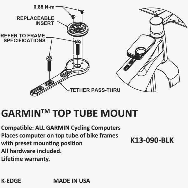 K-Edge Mounts & Spares - Garmin Top Tube Mount Black Anodised | Swinnerton Cycles