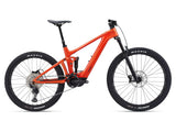 Giant Trance X Advanced E+ Elite 3 2024 electric mountain bike with Shimano Deore M6100 gears and full suspension, front view.