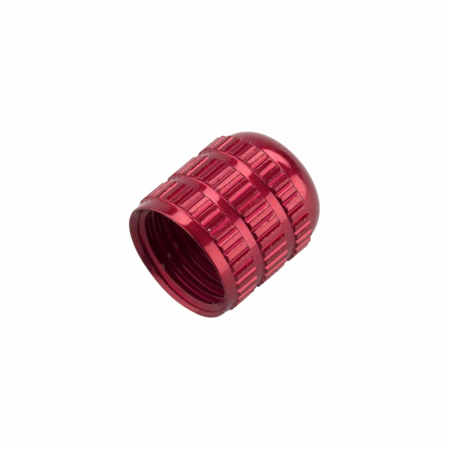 Red aluminium Fox Shock air valve cap for bike rear shock, a durable component accessory for shock maintenance.