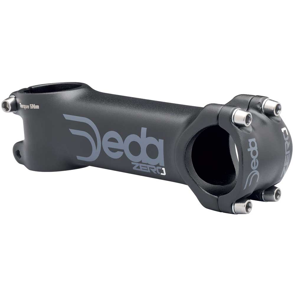 Deda Elementi Zero Road Bike Stem 115mm with 31.7mm handlebar clamp, ISO4210 approved, mounted on a bicycle handlebar.