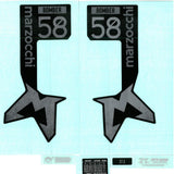Marzocchi Fork Bomber 58 Decal Kit: Neutral Gloss Black Logo Shiny Black 2024 Spares & Accesories | Swinnerton Cycles