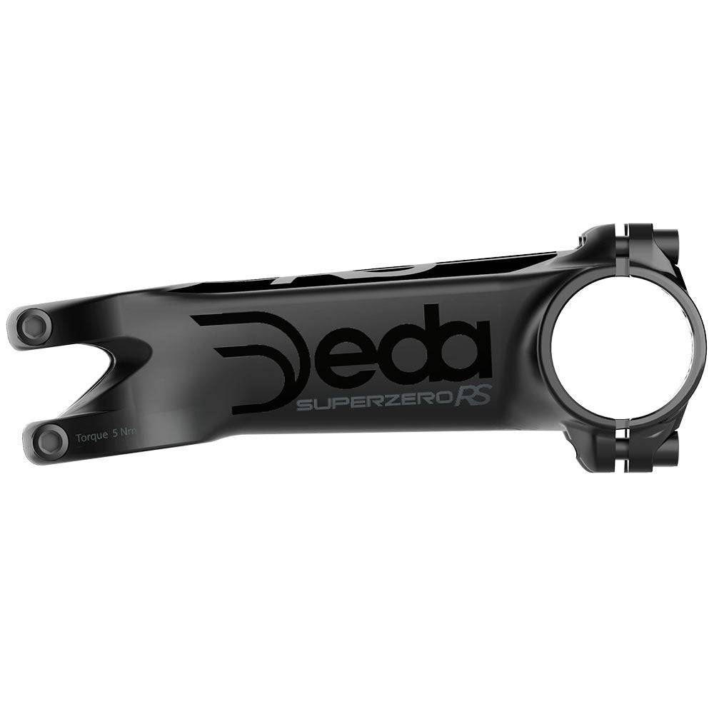 Deda Superzero RS 3D forged aero road bike stem with titanium bolts, showcasing its sleek design and lightweight construction.