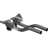 Deda Aero Parabolica Due clip-on handlebar bars with adjustable armrests for road cycling, shown on a bike component.