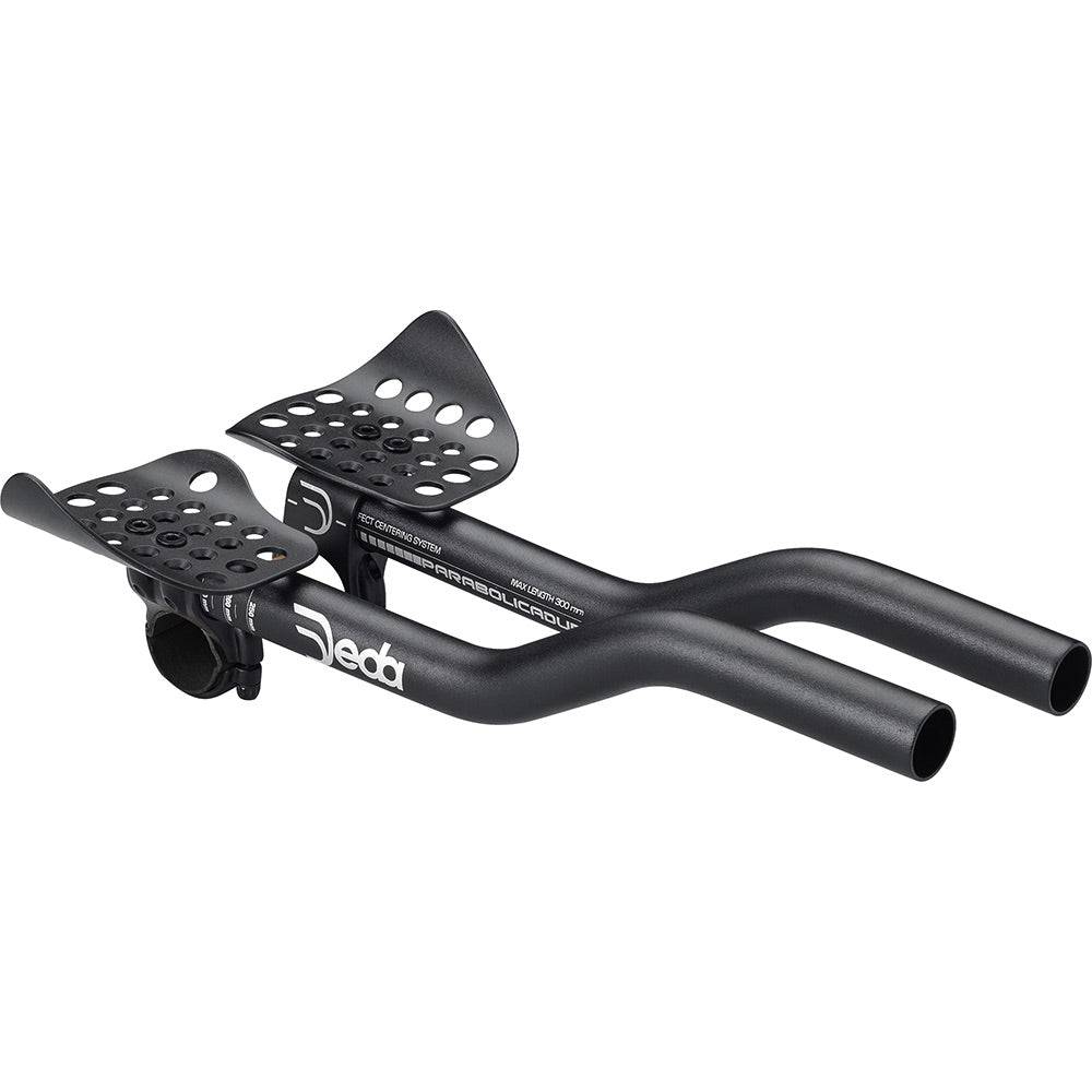 Deda Aero Parabolica Due clip-on handlebar bars with adjustable armrests, designed for aerodynamic cycling components.