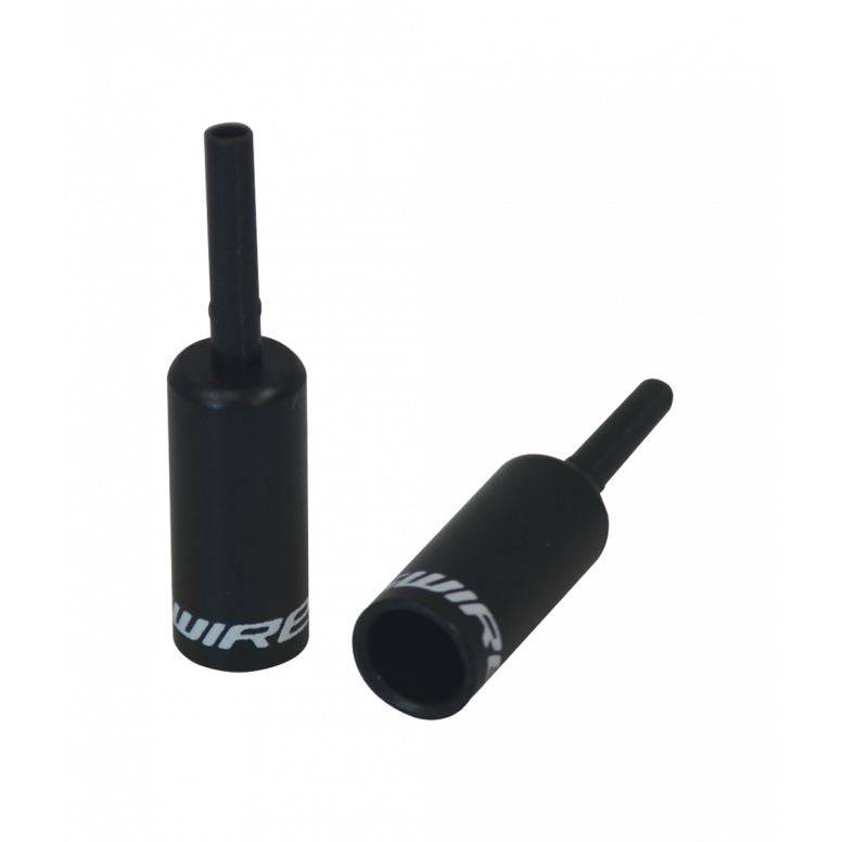 Jagwire Alloy Black Lined End Caps for 5mm brake cables, set of 50, used for protecting and finishing bicycle brake cable ends.